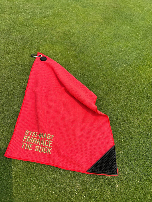 Embrace the Suck Golf Towel – Waffle Microfiber, Magnetic Clip & Club Brush