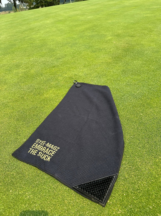 Embrace the Suck Golf Towel – Waffle Microfiber, Magnetic Clip & Club Brush