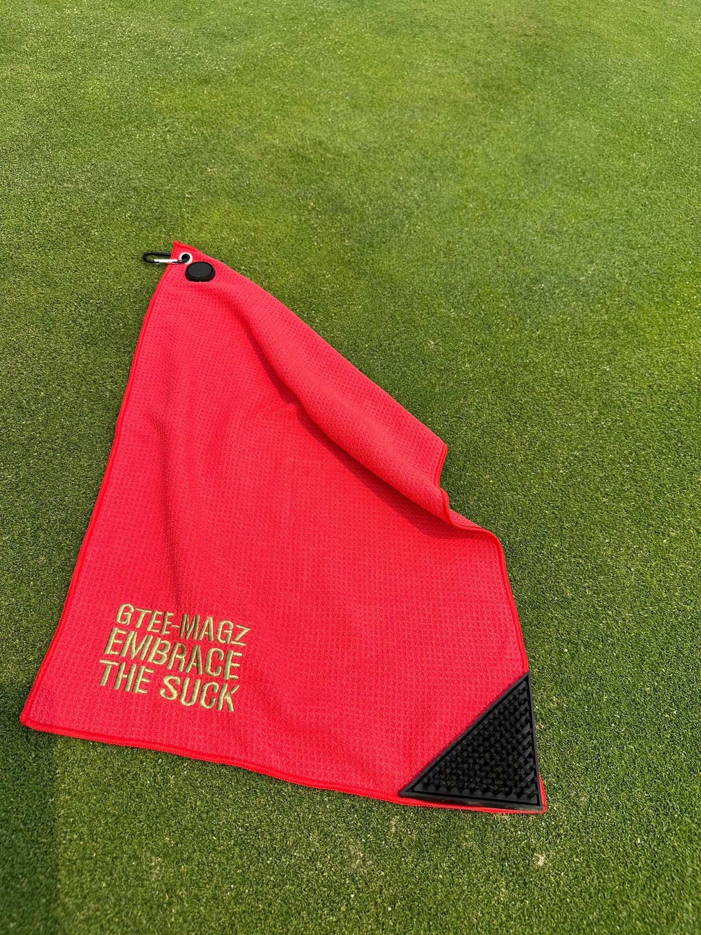 Embrace the Suck Golf Towel – Waffle Microfiber, Magnetic Clip & Club Brush